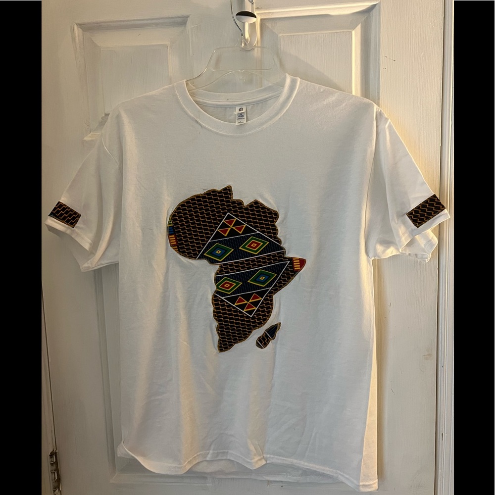 Shirt accented with African fabric